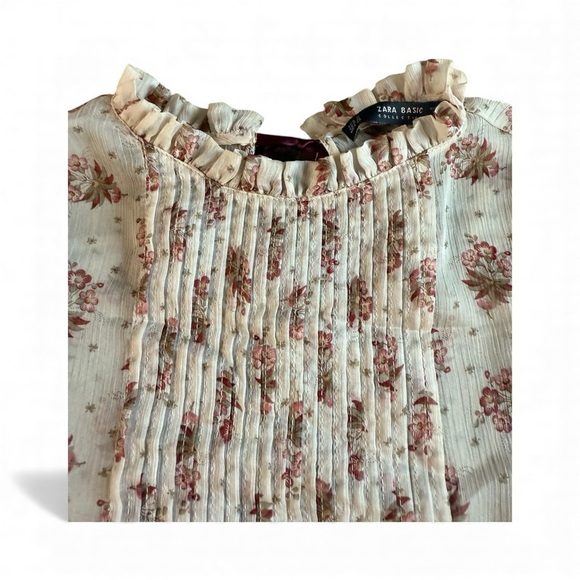 Zara Floral Ruffle Sheer Blouse - Picture 7 of 10